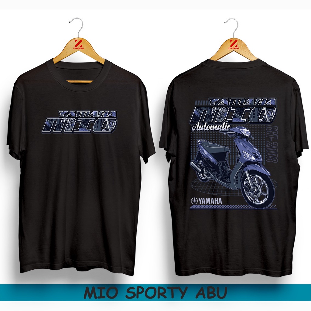 Jual KAOS DISTRO PRIA KAOS MOTOR SUNMORI YAMAHA MIO SPORTY ABU SEMUT