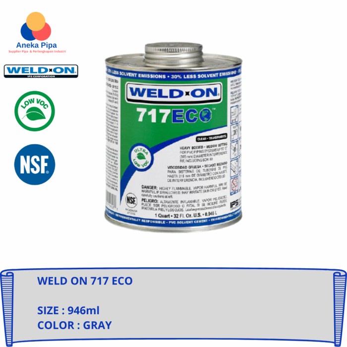 Jual WELD ON 717 ECO Lem Pipa PVC Size 946ml Shopee Indonesia