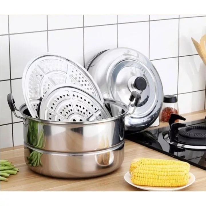 Jual BARANG BARU Panci Steamer Stainless 3 Susun Panci Serbaguna Panci