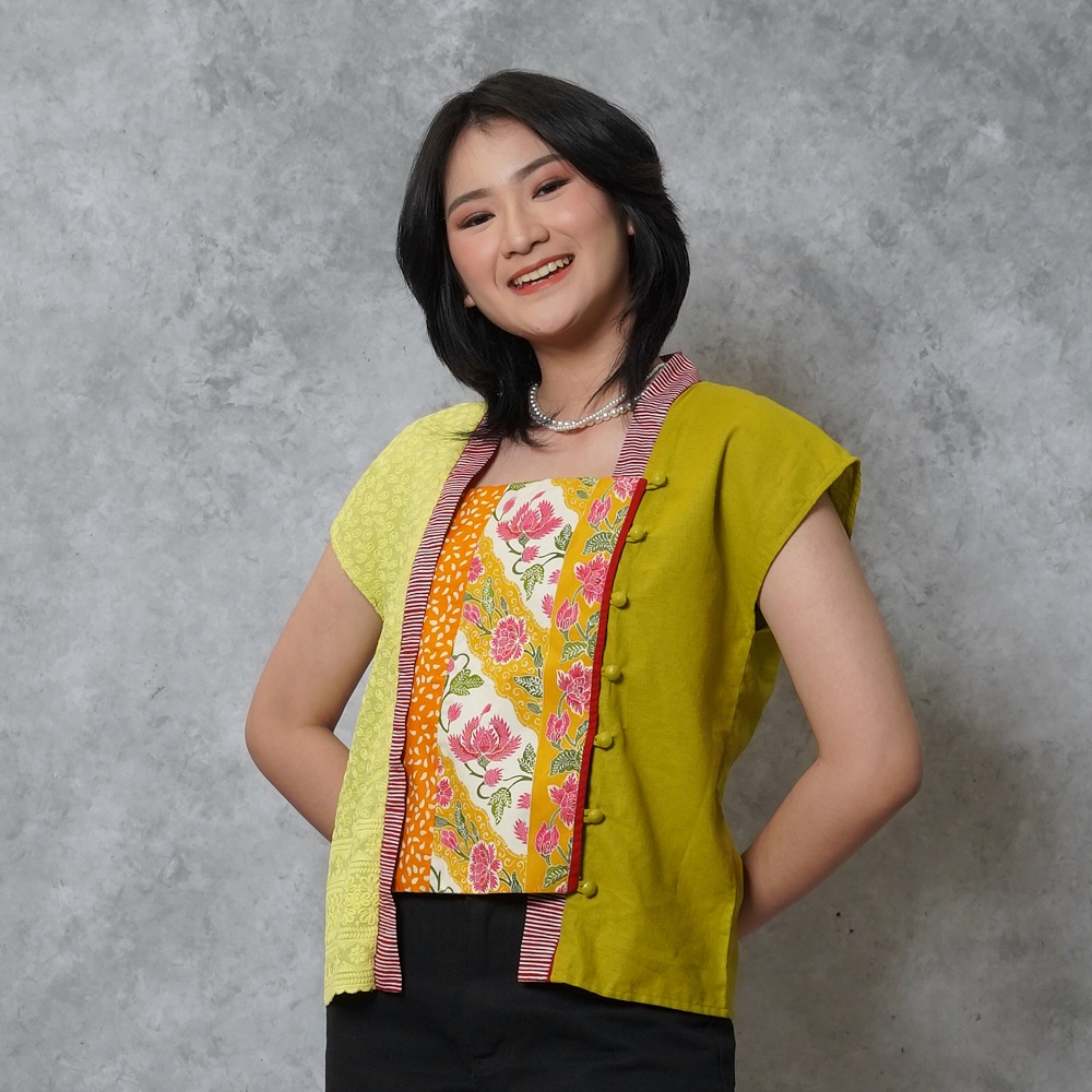 Jual NONA RARA Eco Part Of Encim Blus Kasual Batik Wanita Modern