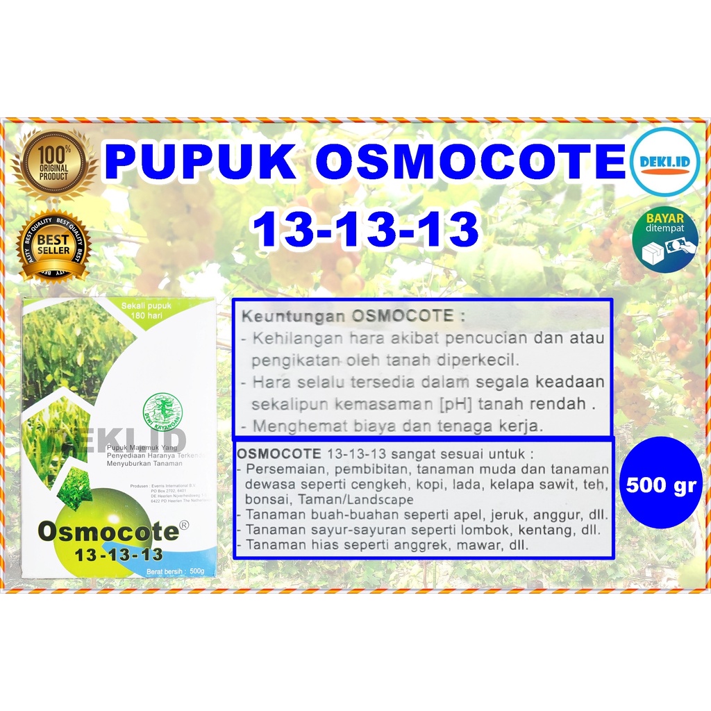 Jual Pupuk Osmocote 13 13 13 Dekastar 500 Gram Seimbang Tanaman Buah