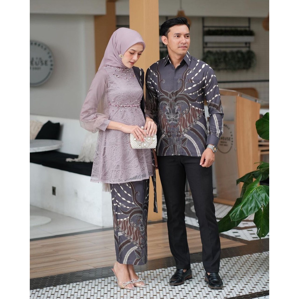 Jual Set Couple Kebaya Modern Nadine Warna Mauve Wisuda Kondangan