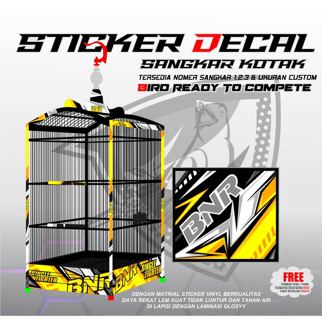 Jual Sticker Decal Ebod Sangkar Burung Kotak Nomer Motif Bnr