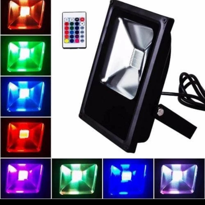 Jual Lampu Sorot Tembak LED RGB SpotLight 20w Multi Warna Remote