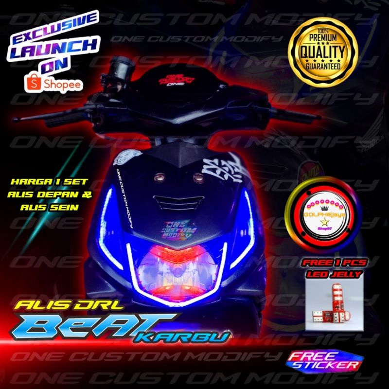 Jual Paket Komplit Lampu Alis Drl Beat Karbu Old Bonus Led Jelly