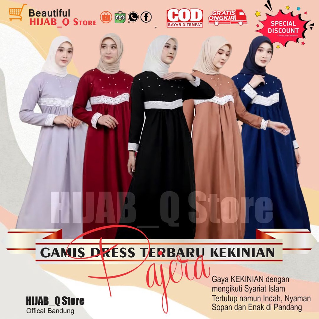 Jual Baju Muslim Gamis Maxi Dress Viral Terbaru Kekinian PAJERA Murah