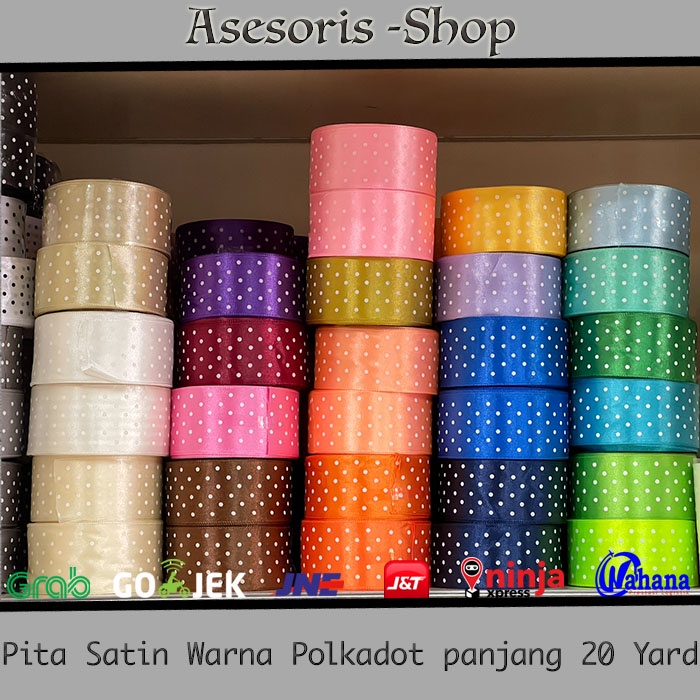 Jual Pita Satin Polkadot Warna Pita Grosgrain Polkadot Panjang