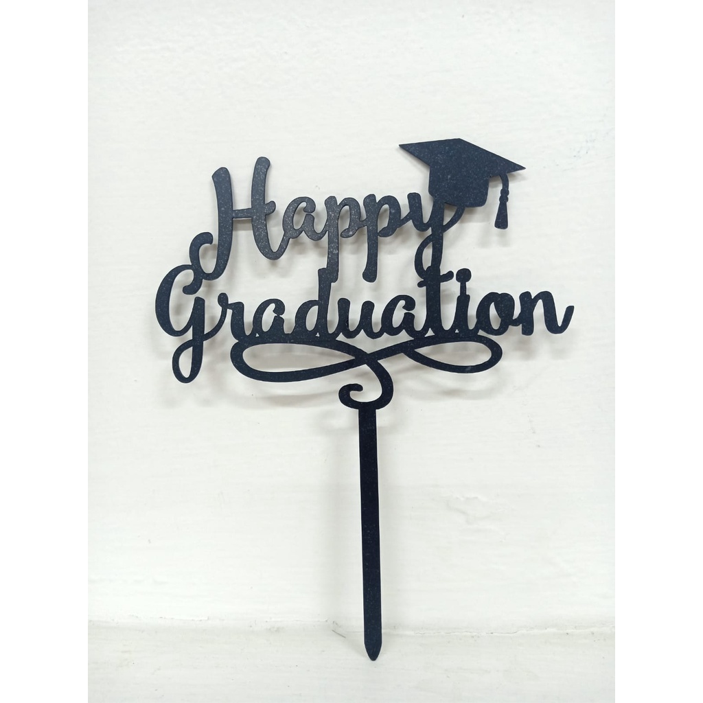 Jual Cake Topper Happy Graduation Acrylic Tusukan Hiasan Kue Wisuda