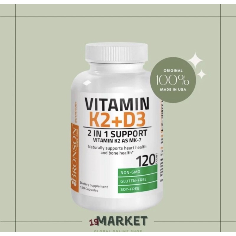 Jual Bronson K2 MK 7 Plus Vitamin D3 5000 IU 120 Capsules Shopee