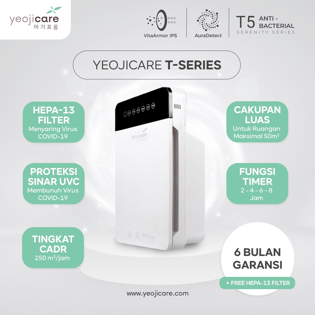 Jual Yeojicare T Series Air Purifier HEPA13 UVC Anion Penyaring Udara