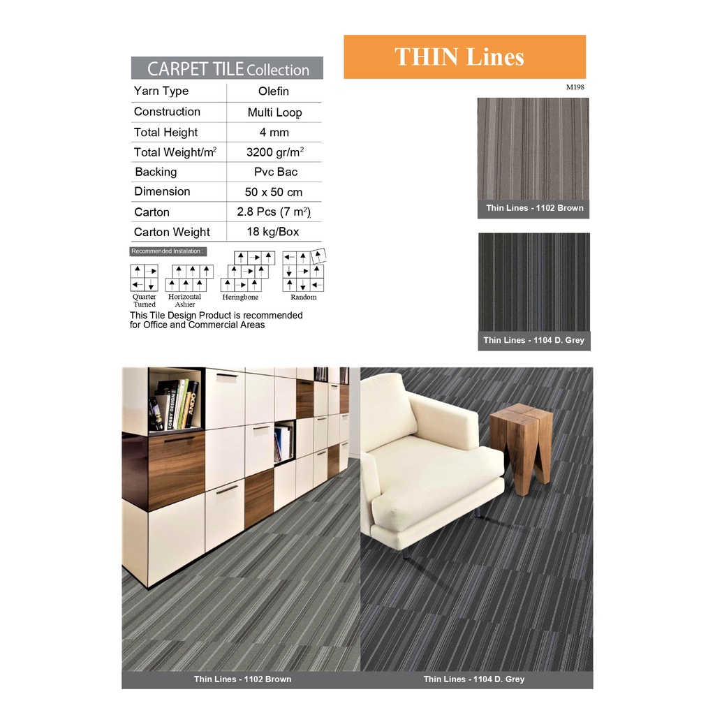 Jual Karpet Tile KIng Thin Lines Karpet Kantor Karpet Hotel 50 X