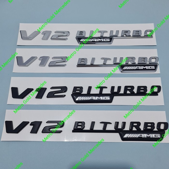 Jual EMBLEM FENDER SAMPING V12 BITURBO NEW AMG SERIES MERCEDES EMBLEM