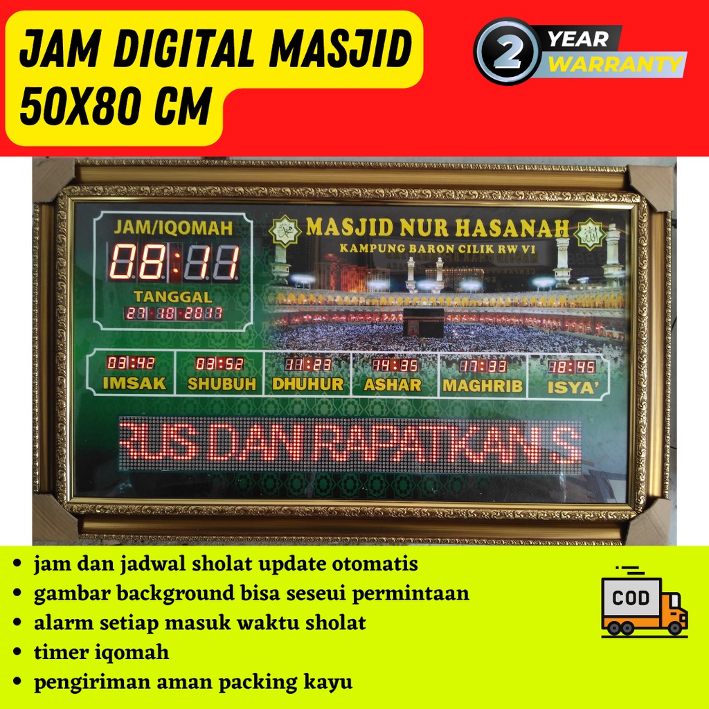 Jual Jam Digital LED Jadwal Sholat Mushola Masjid Adzan Otomatis