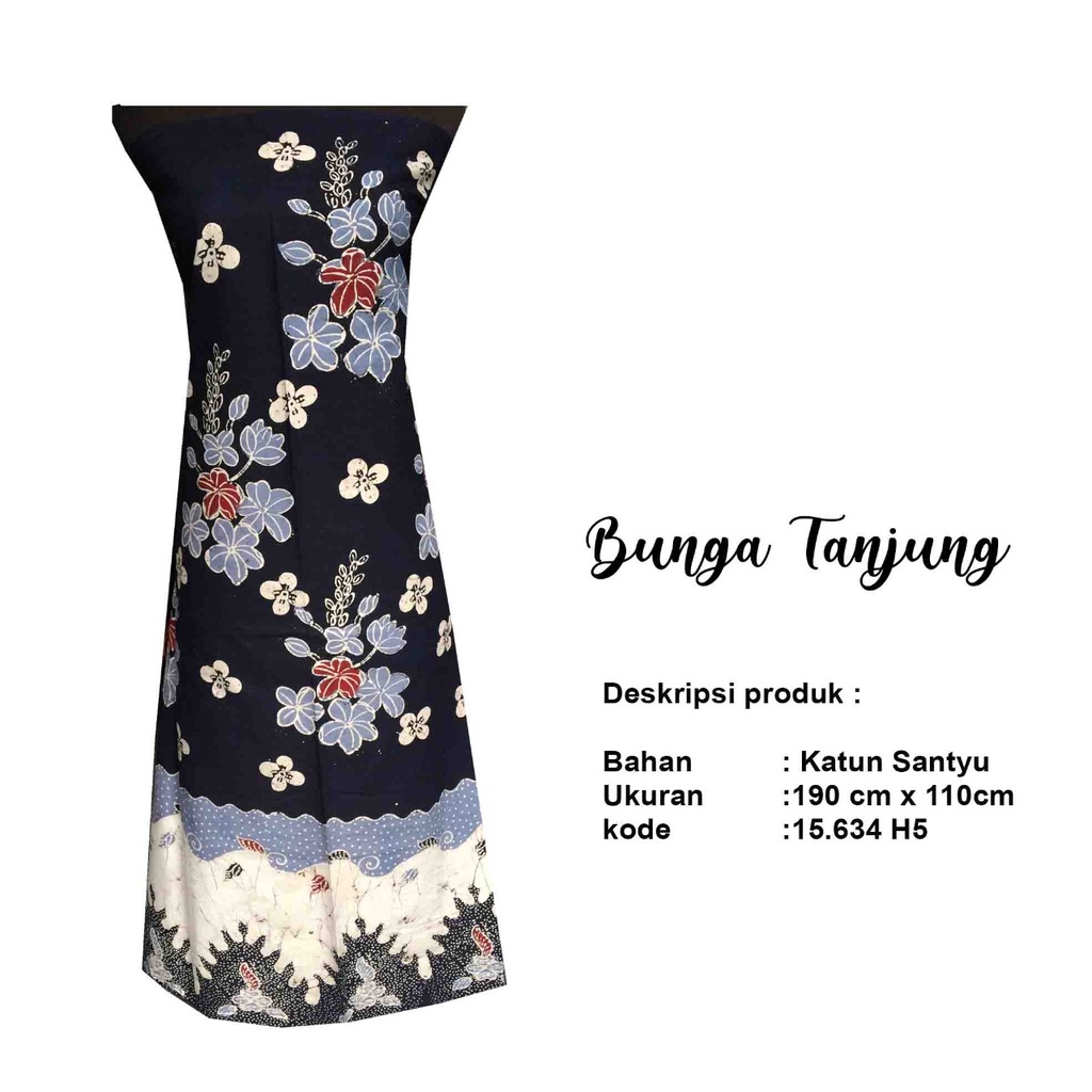 Jual Motif Bunga Tanjung Batik Tulis Khas Sidoarjo Navy Seragam