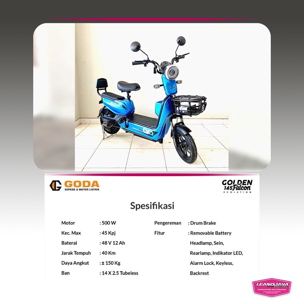 Jual Sepeda Listrik GODA 145 Golden Falcon Spesial LCD Display Dan