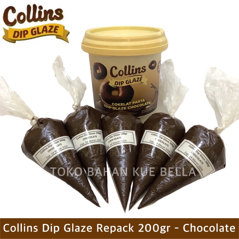 Jual COLLINS Dip Glaze 200gr REPACK KERUCUT Topping Donat Coklat