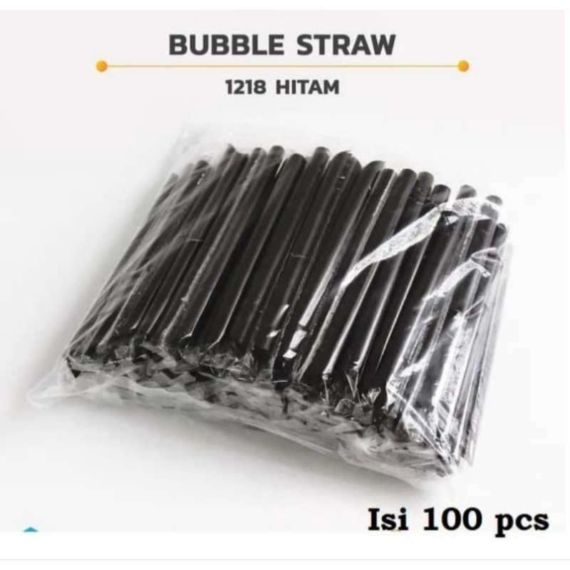 Jual Sedotan Bubble Hitam Higenis Steril Boba Straw Isi