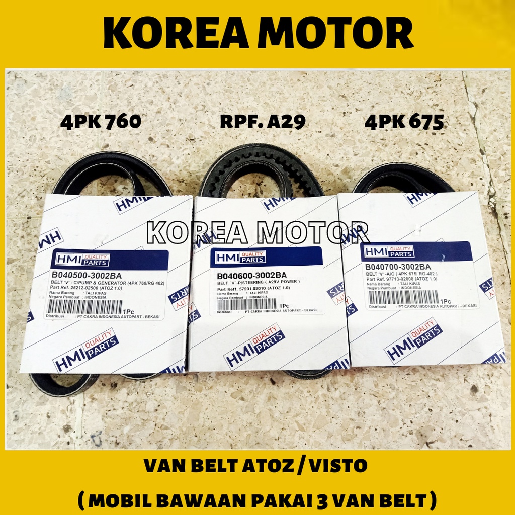 Jual Fan Belt Vbelt Hyundai ATOZ VISTO 3 Tali Kipas Van Belt ORISINIL