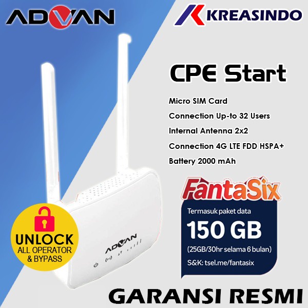 Jual Telkomsel Orbit Bonus Data Kuota 150GB Advan CPE Star Hybrid