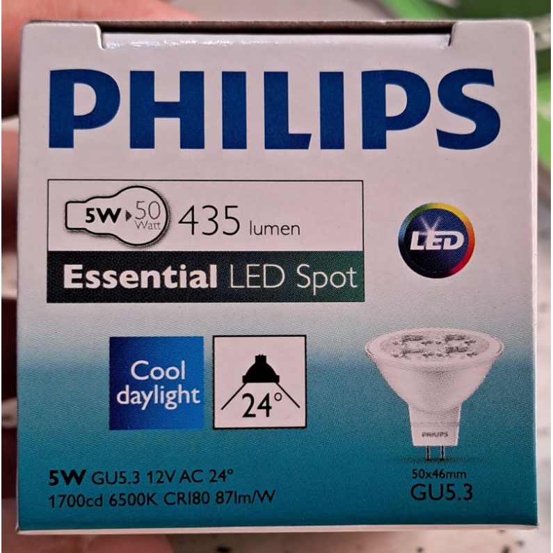 Jual Led 12v 5w Philips Mr16 Halogen Mangkok Sorot Spot Lamp Shopee