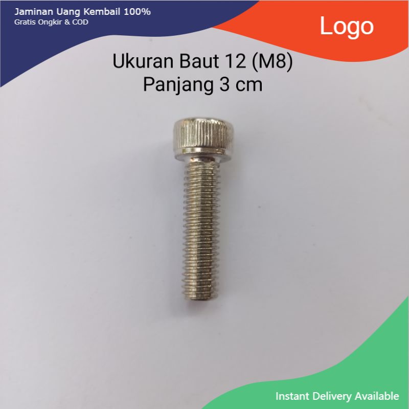 Jual Baut Kunci L 12 M8 Ukuran 8x30 Panjang 3cm Termurah Shopee Indonesia