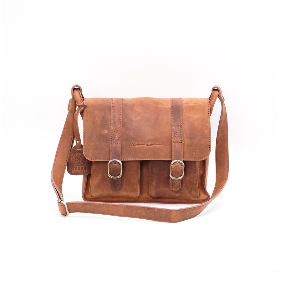 Jual Kenes Leather Tas Selempang Messenger Bag Pria Kulit Asli Premium