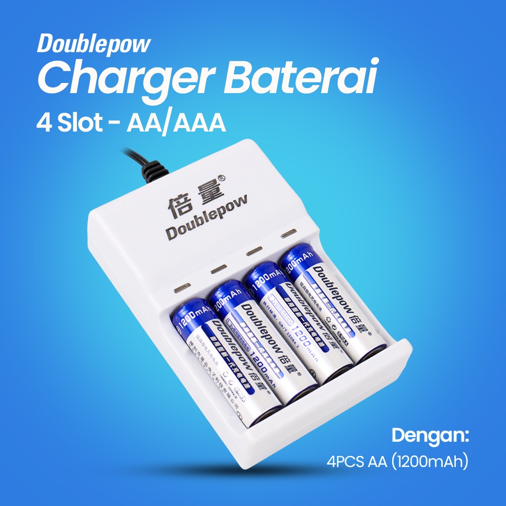 Jual DOUBLEPOW Charger Baterai Cas 4 Slot AA AAA With 4 PCS AA AAA