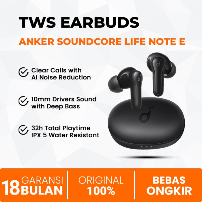 Jual Anker Soundcore Life Note E Headset Bluetooth Tws Earbuds Earphone