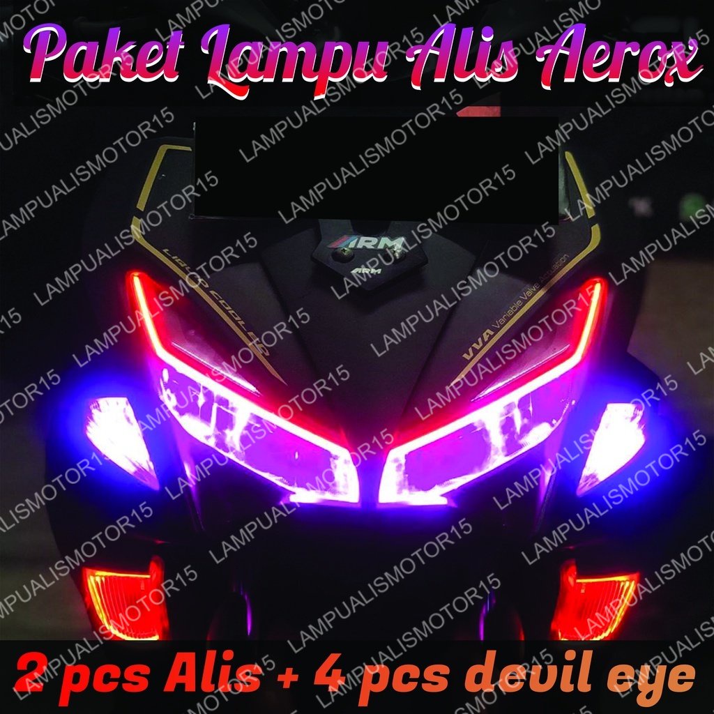 Jual Paket Lampu Alis Aerox Bonus Devil Eye Siap Pakai Lampu Led