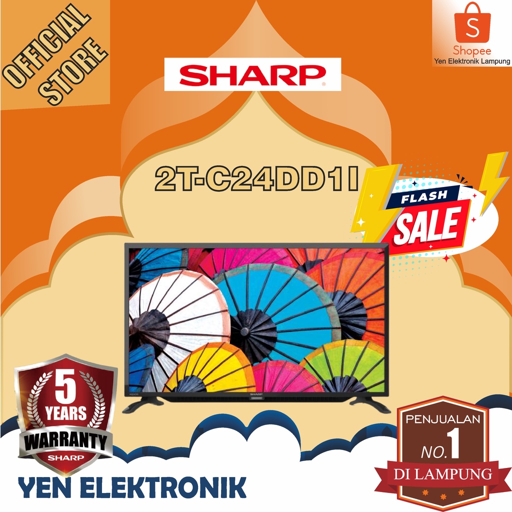 Jual TV Sharp 2T C24DD1i 24 Inch Digital TV LED DVB T2 USB Garansi