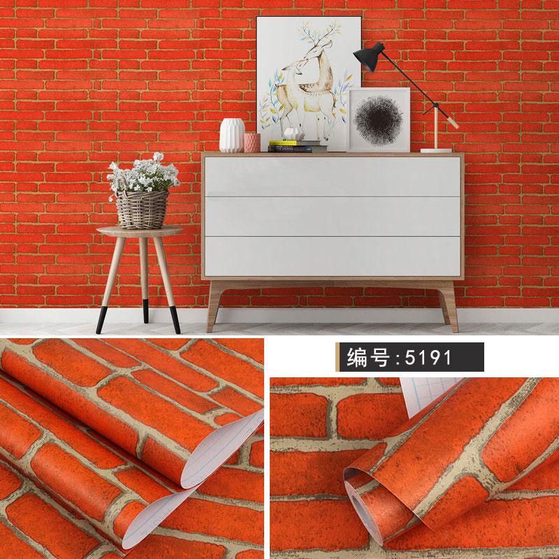 Jual COD MANTAP WALPAPER STICKER DINDING MOTIF BATA ORANGE MURAH