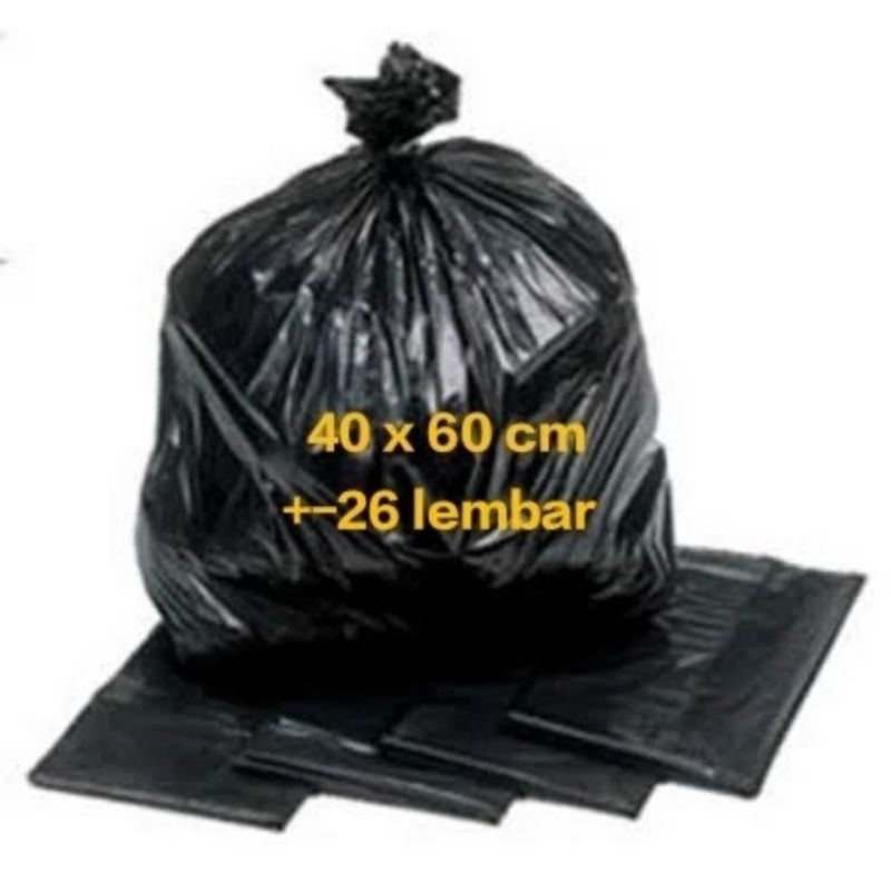 Jual KANTONG PLASTIK SAMPAH 40 X 60 CM TEBAL 50 MICRON HITAM TREST