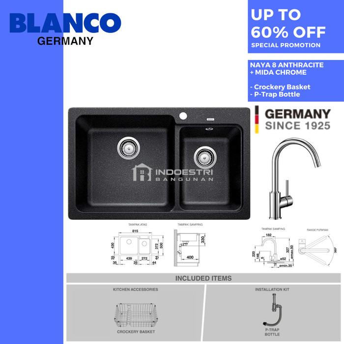 Jual PROMO Kitchen Sink Blanco Naya 8 Silgranit Mixer Tap Mida Chrome