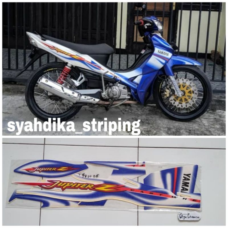 Jual STIKER STRIPING LIS BODY YAMAHA JUPITER Z CW 2005 BIRU PUTIH