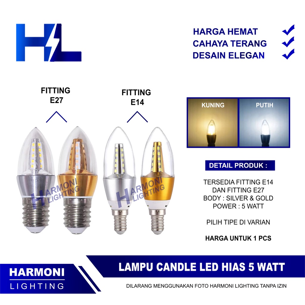 Jual Lampu Led Candle Lilin Gantung Hias W Watt E Putih White