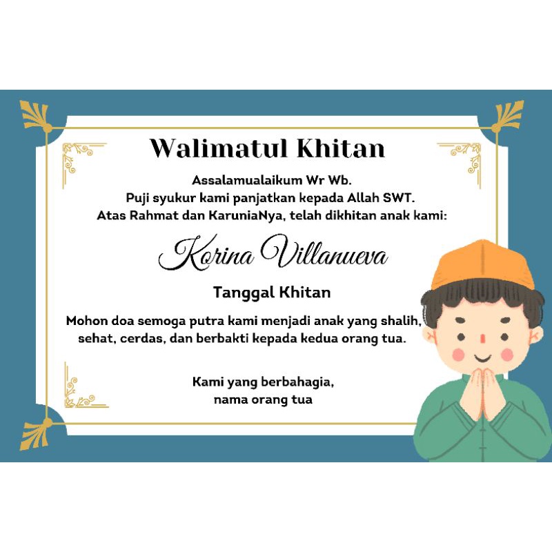 Jual Kartu Khitanan Kartu Walimatul Khitan Kartu Tasyakuran