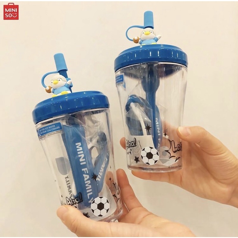 Jual Miniso Botol Minum Dengan Sedotan Karakter Penguin Shopee Indonesia