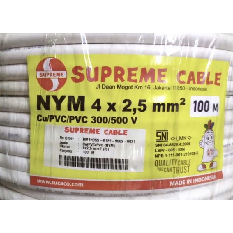 Jual Kabel NYM 4x2 5 Supreme Rol 100 Meter Kawat Solid Isi 4 Kulit