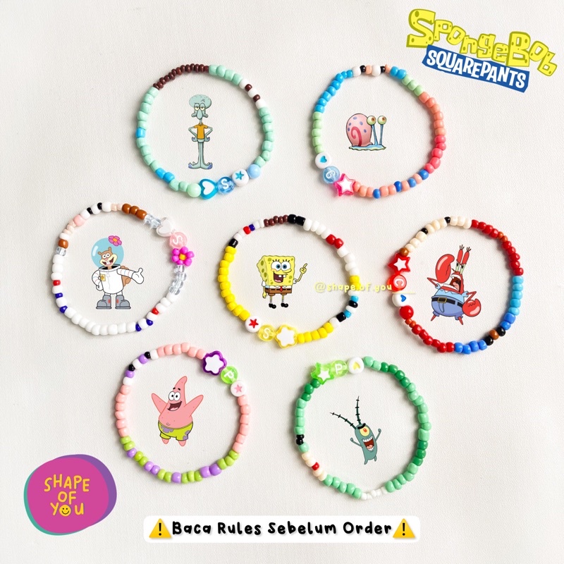 Jual Baca Rules Gelang Manik Spongebob Squarepants Inspired Bisa