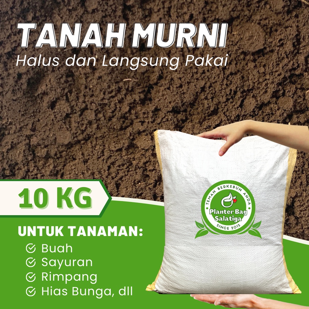 Jual Tanah Subur 10 Kg Media Tanam Murni Organik Siap Pakai Kemasan