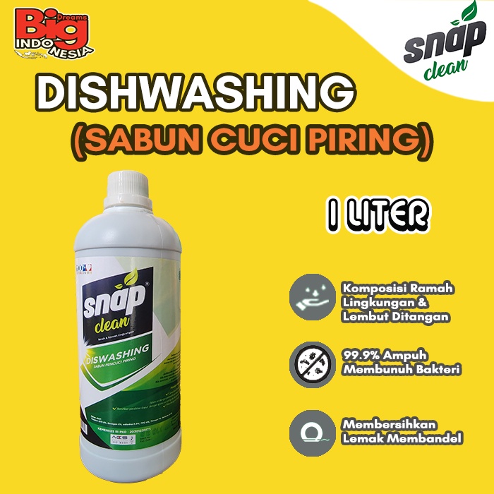 Jual Sabun Cuci Piring Dishwashing Snap Clean 1 Liter Shopee Indonesia