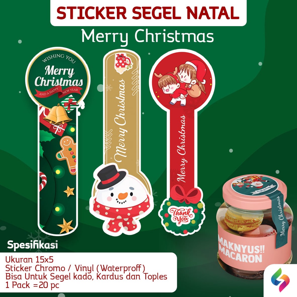 Jual STICKER SEGEL TOPLES NATAL I LABEL MERRY CHRISMAST CUSTOM 20PC