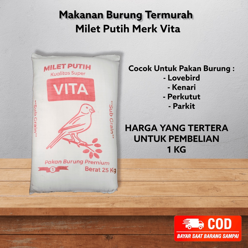 Jual Pakan Burung Milet Putih Vita Isi Kg Makanan Burung Millet Pakan