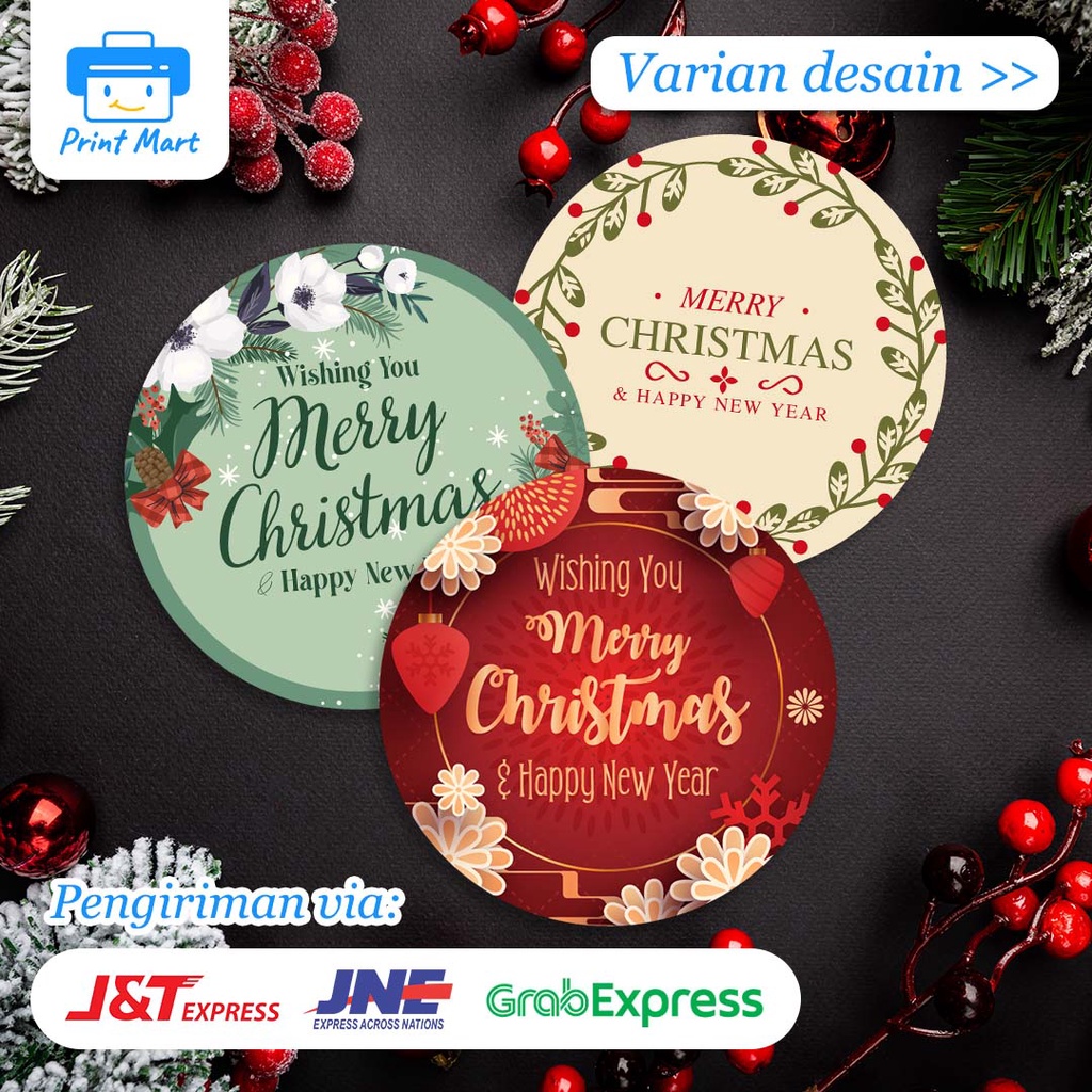 Jual STIKER LABEL NATAL MERRY CHRISTMAS UNTUK KEMASAN HIASAN ATAU