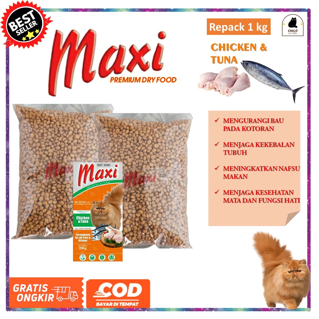 Jual MAXI CHICKEN TUNA 1 Kg Makanan Kucing Dewasa Kitten Dry Food