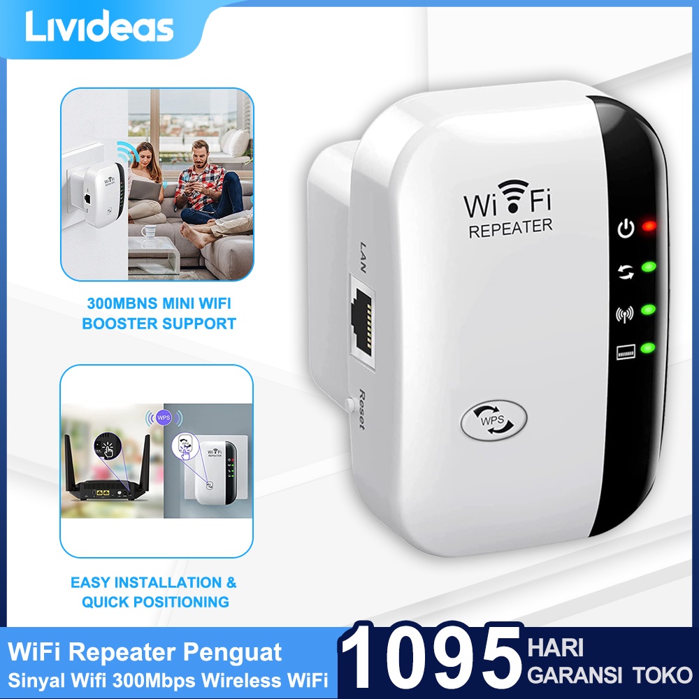 Jual Livideas WiFi Repeater Penguat Sinyal Wifi 300Mbps Wireless WiFi