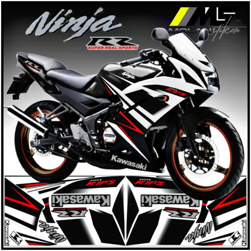 Jual Sticker Striping Ori NINJA RR 150 SE 2015 HITAM PUTIH NINJA RR