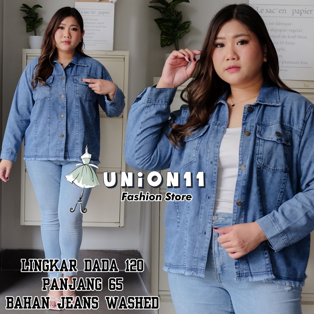 Jual Union Jaket Jumbo Wanita Jeans Washed Jacket Jumbo Wanita Ld