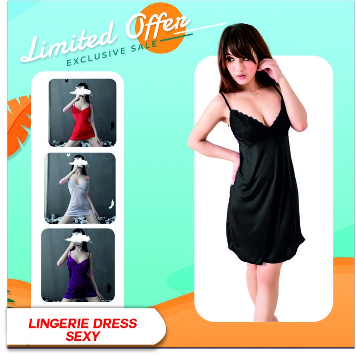 Jual Bisa Cod Lingerie Dress Sexy V Neck Model Renda Tanpa Lengan