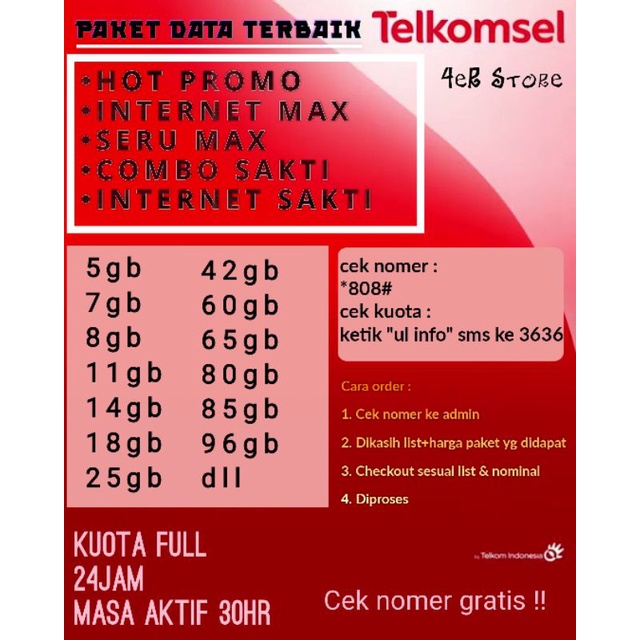 Jual PAKET DATA TELKOMSEL MURAH TELKOMSEL HOT PROMO INTERNET MAX